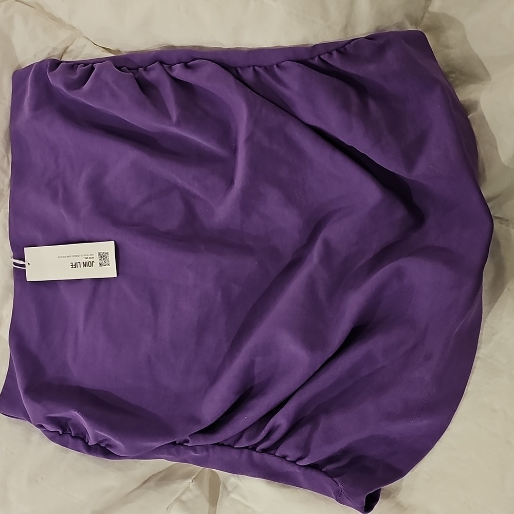 Zara Purple Ruched Cotton Tube Top Size Large NWT